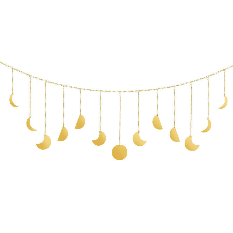 Lunar Eclipse Ornaments Boho Home Decor Moons Simplicity Garland Curtain Home Background Wall Hanging Moon Phase DIY Apartment