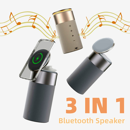 3 In 1 Multi-Function IPhone And AirPods Wireless Charger Portable Bluetooth Speaker With Touch Lamp For Home And Office